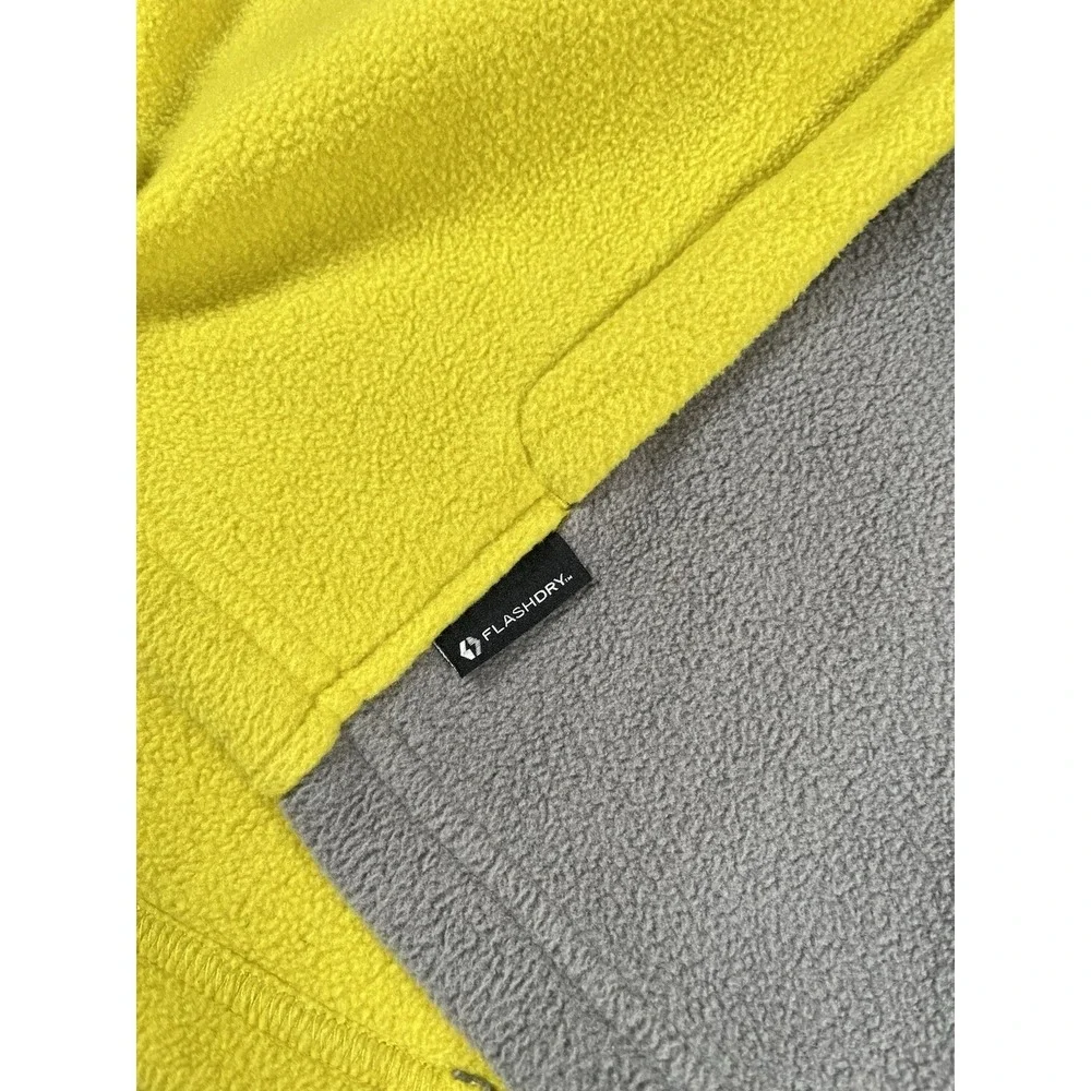 The North Face Flash Dry Gray Yellow Color Block Full Zip Fleece Jacket Men's Lg